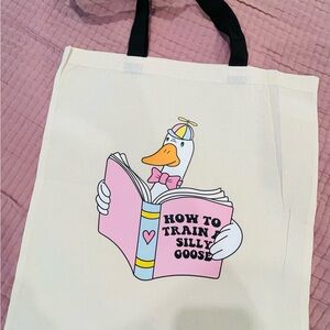 Cute Goose Print Canvas Tote Bag